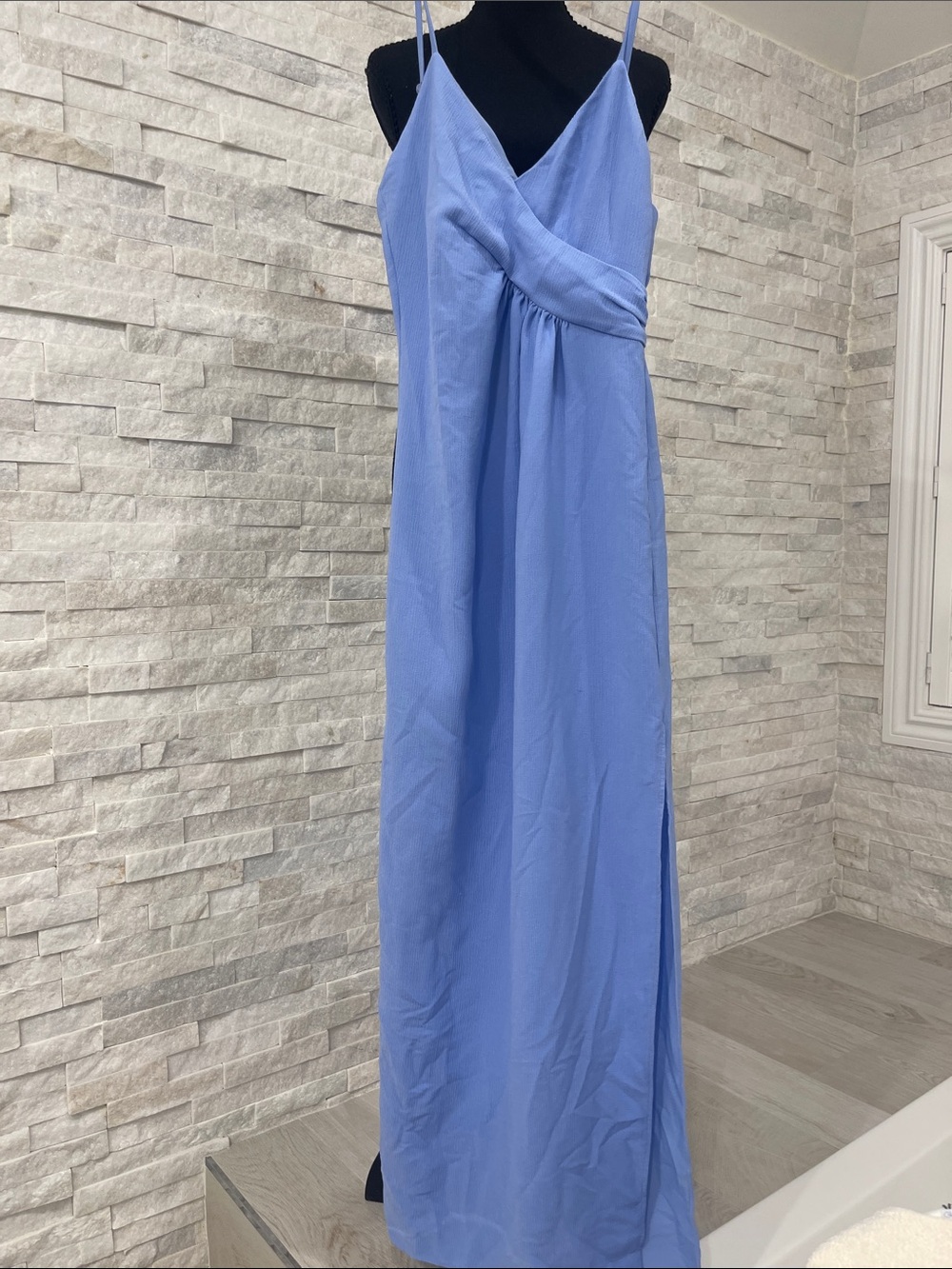 NBD Periwinkle Blue Twist-Front Maxi Dress